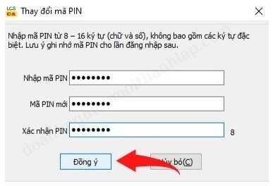 Đồng ý với yêu cầu thay đổi mã Pin Token Vin-CA