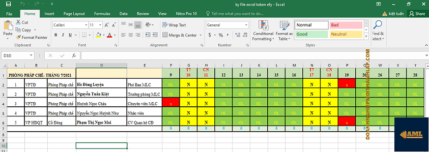 Ký điện tử file Excel bằng token efy-ca