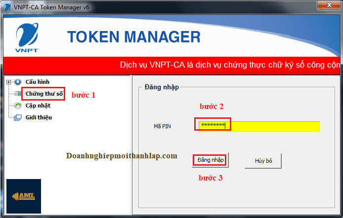 Cách thay đổi mã PIN Token VNPT-CA