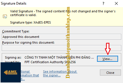 Ký file Excel bằng chữ ký số FPT-CA