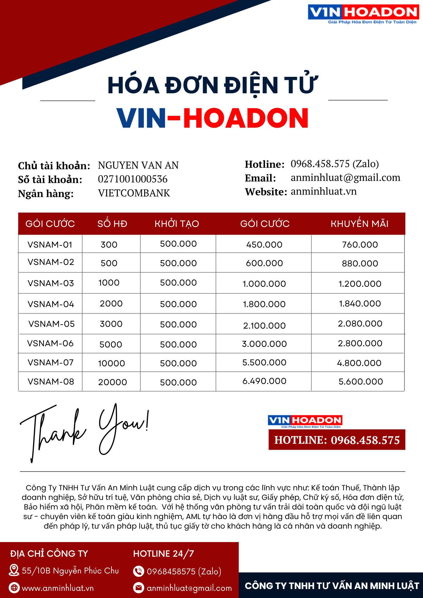 Báo giá hóa đơn điện tử VinHOADON