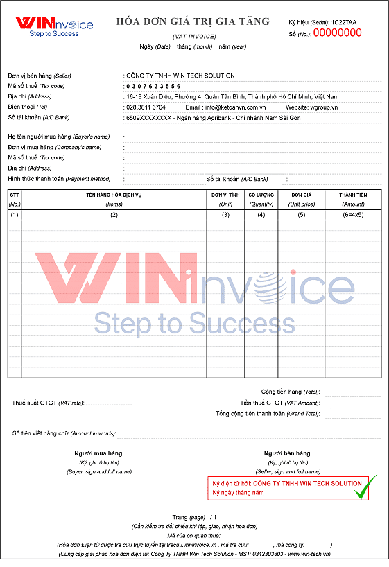 mẫu hóa đơn điện tử wininvoice theo thông tư 78