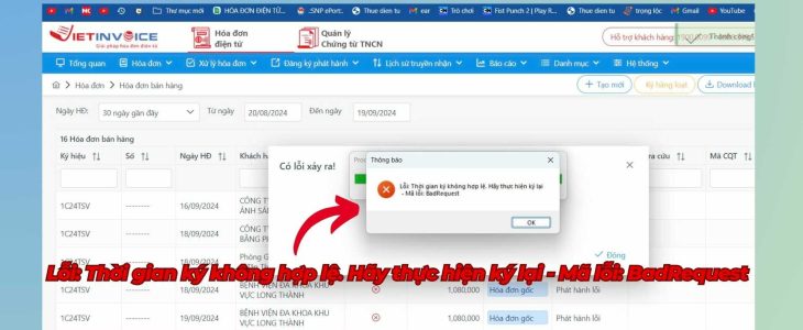 Lỗi Thời gian ký không hợp lệ. Hãy thực hiện ký lại hđđt vietinvoice