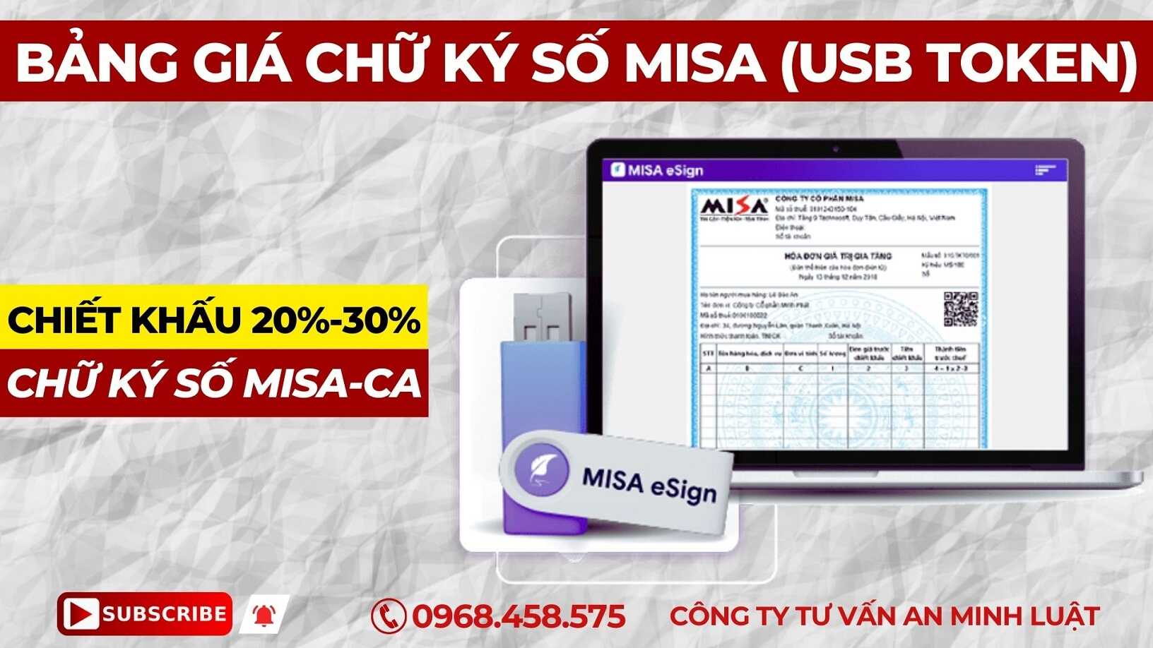 bảng giá chữ ký số misa-ca usb token