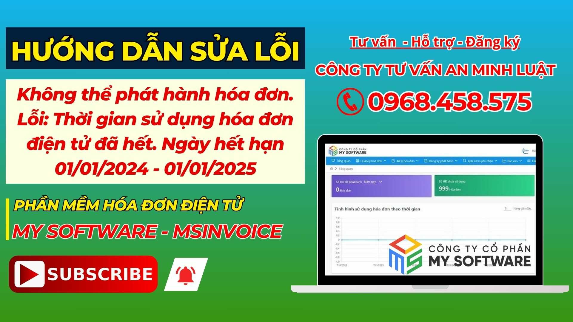 Không thể phát hành hóa đơn. Lỗi Thời gian sử dụng hóa đơn điện tử đã hết phần mềm HDDT MySoftWare Không thể phát hành hóa đơn. Lỗi Thời gian sử dụng hóa đơn điện tử đã hết phần mềm HDDT MySoftWare