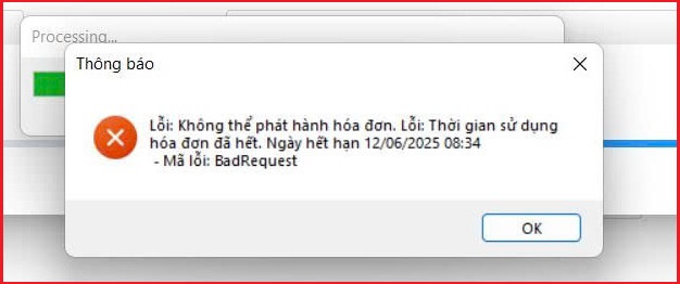 Lỗi Không thể phát hành hóa đơn. Thời gian sử dụng hóa đơn đã hết trên phần mềm HĐĐT MY-SOFTWARE Lỗi Không thể phát hành hóa đơn. Thời gian sử dụng hóa đơn đã hết trên phần mềm HĐĐT MY-SOFTWARE